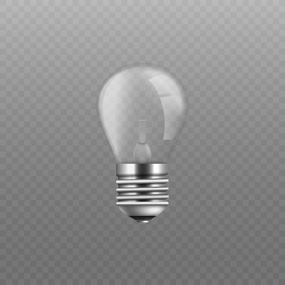 Realistic isolated glass screw light bulb without 