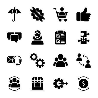 Customer Relationship Management Glyph Icons