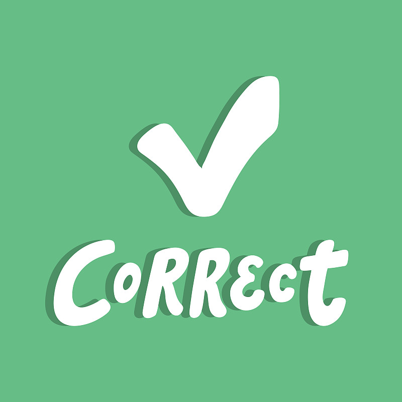 Correct. Hand drawn sticker bubble white speech lo