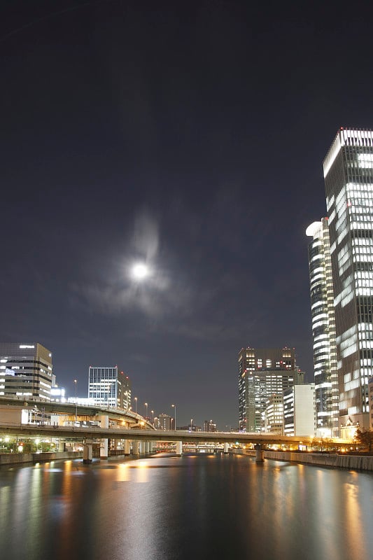 大阪夜景，土佐护城河