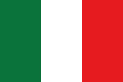 The national flag of the European country Italy.