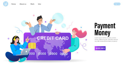 网上购物支付金钱交易。网上购物或电子商务。金融事务。卡通矢量插图。