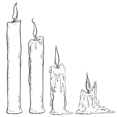 矢量素描蜡烛组。