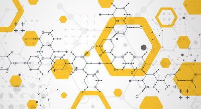 现代科学或技术使用六角形抽象背景。向量。