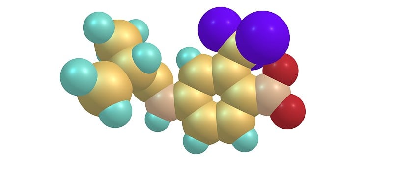 氟他胺分子结构孤立于白色