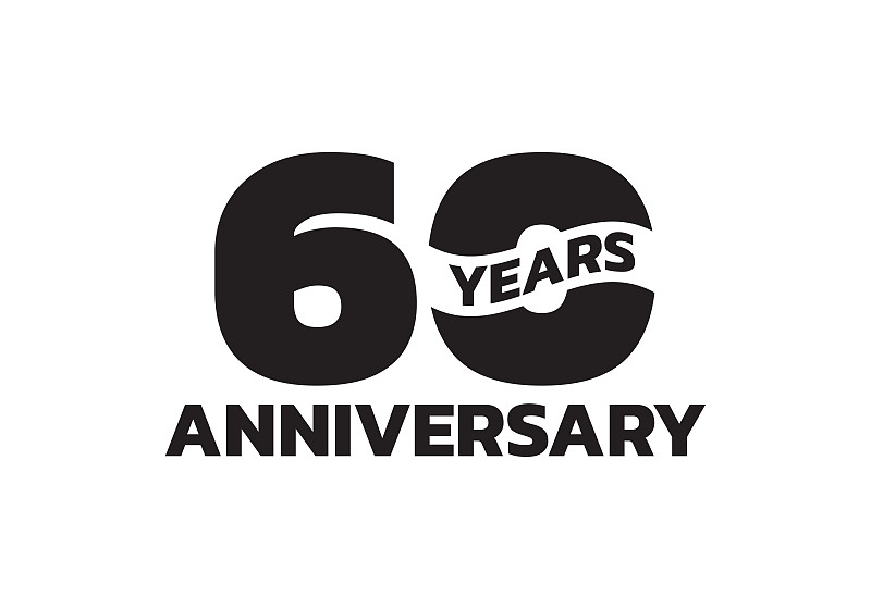 60周年纪念标志。50岁生日图标或徽章设计。矢量插图。