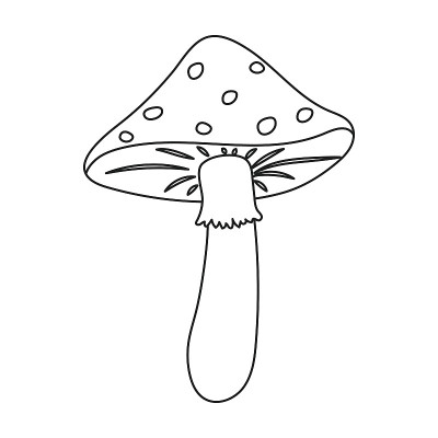 鹅膏图标在轮廓风格孤立的白色背景。Mush