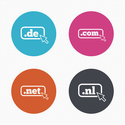 顶级域名的迹象。De, Com, Net和Nl