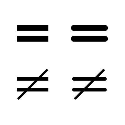 集合相等和不相等的数学符号，教育数学图标，网页元素矢量插图设计，金融符号