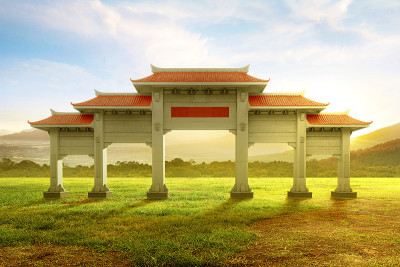 中国馆大门与红屋顶景观
