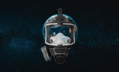 宇宙中戴着防毒面具的星球