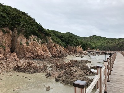 落潮时的花鹤滩岩岸