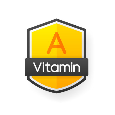 维生素A补充剂，维生素标志标志。设计模板的广告或品牌。矢量插图。