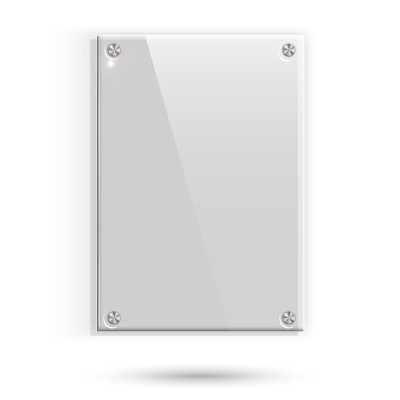 Glass plate with shadow on white background