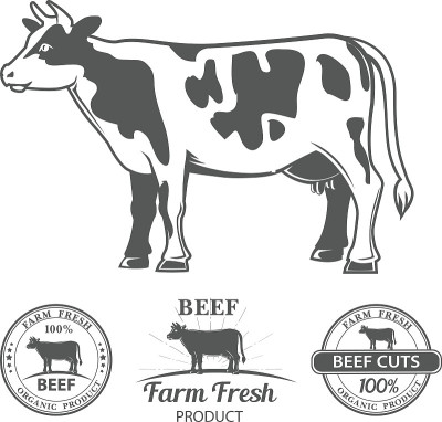 肉店的标志和牛的图形轮廓