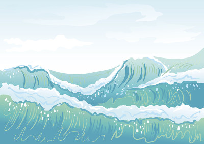 蓝色的海浪和天空
