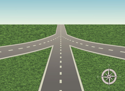 带指南针的路口插图