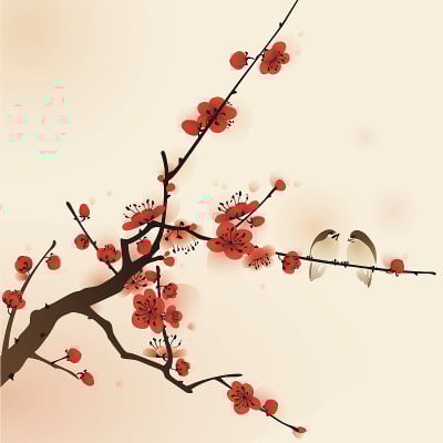 22、东方画风，春日梅花开