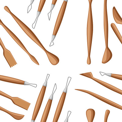 Seamless pattern. Collection of sculpting tools. S