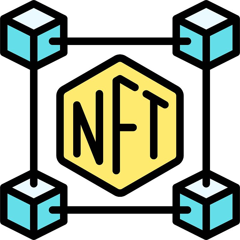 区块链图标，NFT相关矢量插图