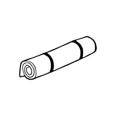 手绘涂鸦瑜伽垫。矢量剪贴画。健康。冥想。