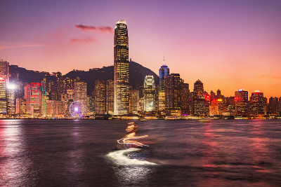 香港城市夜景。