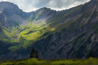 瑞士阿尔卑斯山的一条山路