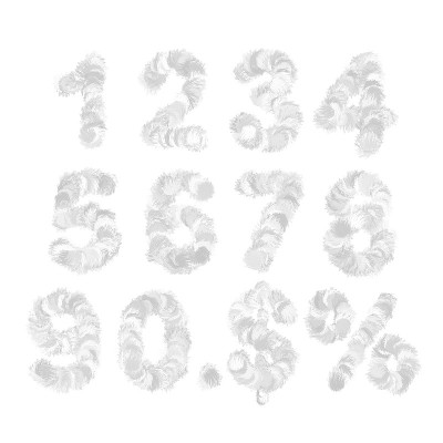 一套卡通毛皮字体的数字和符号。
