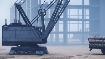 黄昏时的建筑工地