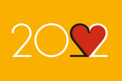 2022年贺卡以爱为主题，有一颗心。