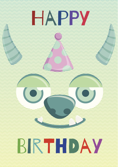 怪兽生日贺卡。