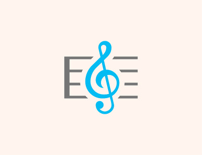 乐谱矢量图标。高音谱号向量。孤立乐谱，乐谱音符平彩色符号