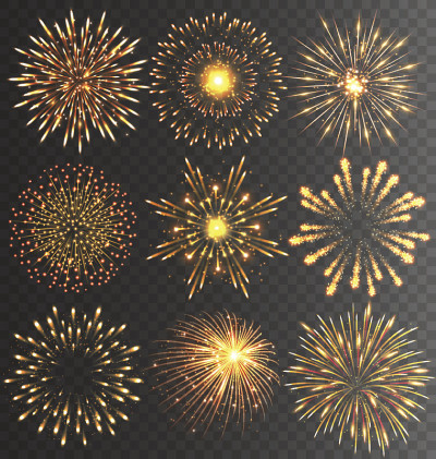 节日烟花礼炮爆在黑色