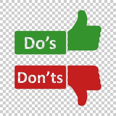 Do's and don'ts sign icon in transparent style. Li