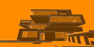 3D插图建筑建筑。