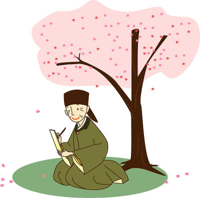一位老人在樱桃树下唱歌。