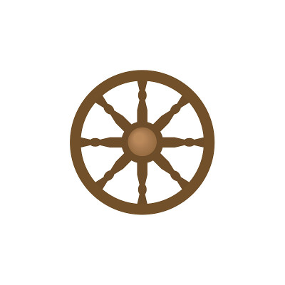 Flat style ship, sailboat steering wheel icon