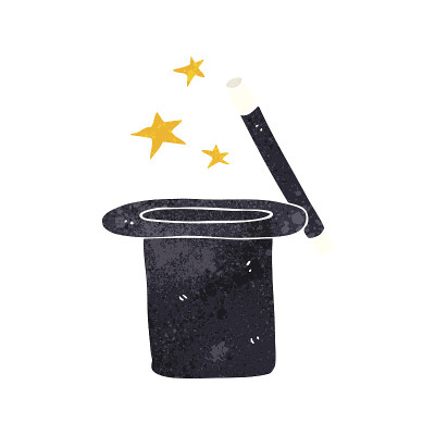 复古卡通魔术师的大礼帽