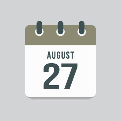 图标日日期8月27日，模板日历页