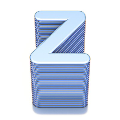 蓝色挤压字体字母Z 3D