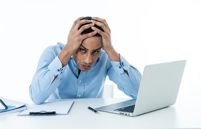 Overwhelmed desperate attractive businessman with 