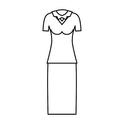 女性服装与衬衫和裙子在单色剪影
