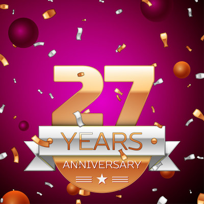 Realistic Twenty seven 27 Years Anniversary Celebr