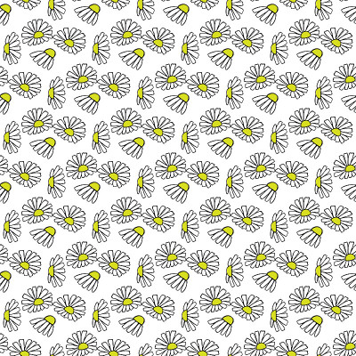 雏菊手绘模式在白色的背景。矢量插图。