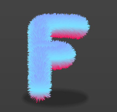 字母F具有毛皮的效果。