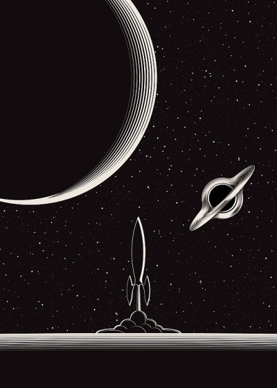 以行星、宇宙飞船和黑洞为背景的空间