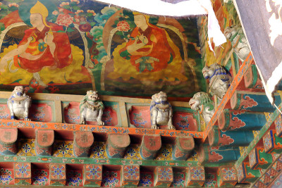 墙frescoes-snow狮子。大昭寺temple-Lhasa-。1417