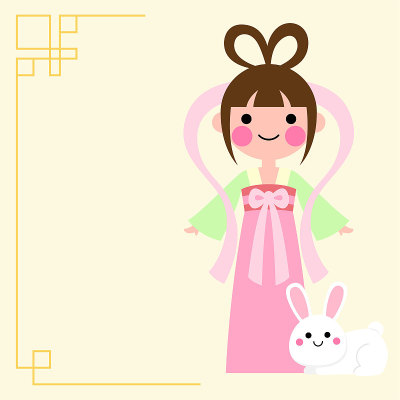 可爱的卡通插图中秋节贺卡