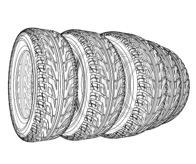 Car tires concept. Vector rendering of 3d