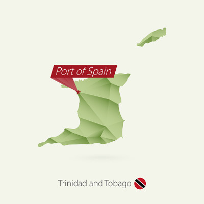 Green gradient low poly map of Trinidad and Tobago